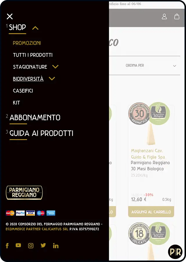 shop Parmigiano Reggiano menu - Spotview